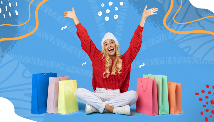 influencer with products around the holidays