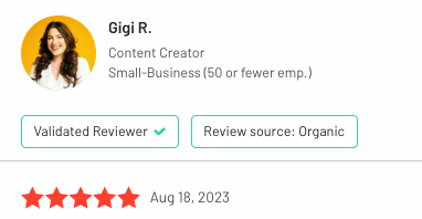 Glewee Five Star Review from Gigi R.