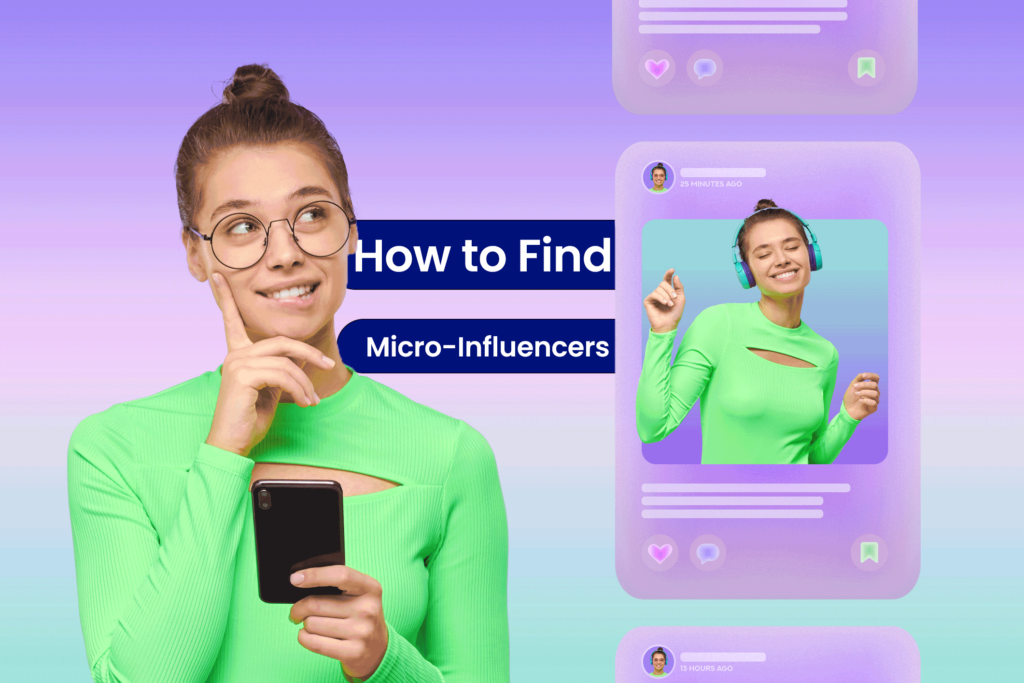 woman holding her phone in a green shirt with frame of her dancing on the right in a social media outline