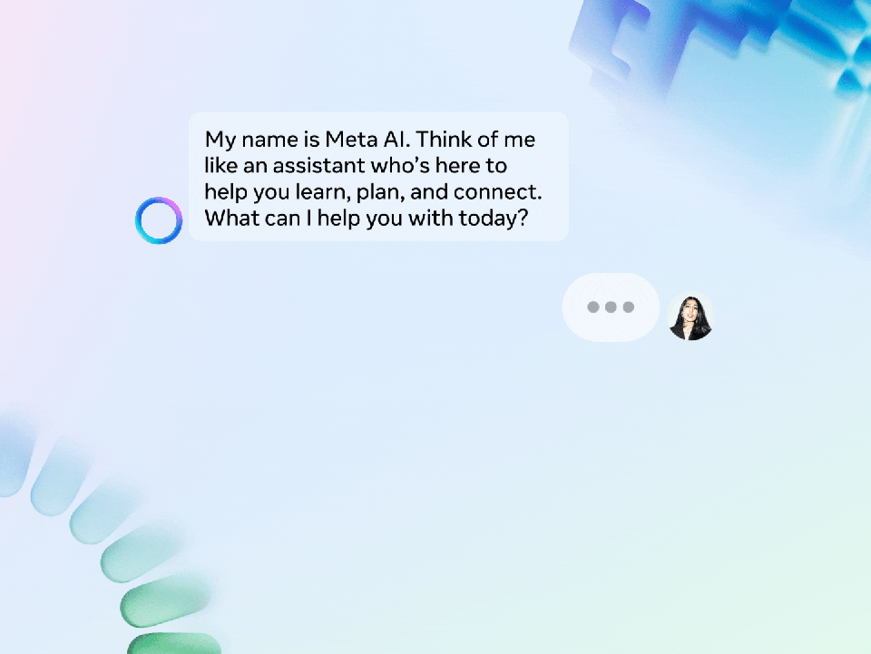 A gif showing Meta AI, the assistant chatbot 