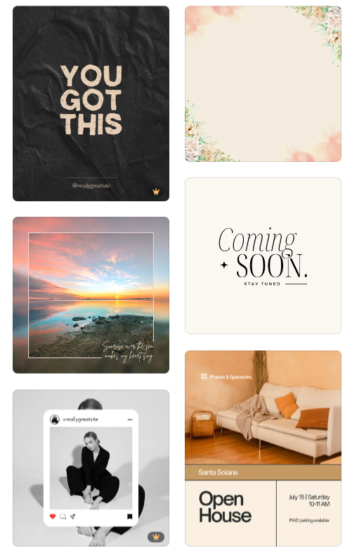 Square IG templates on Canva