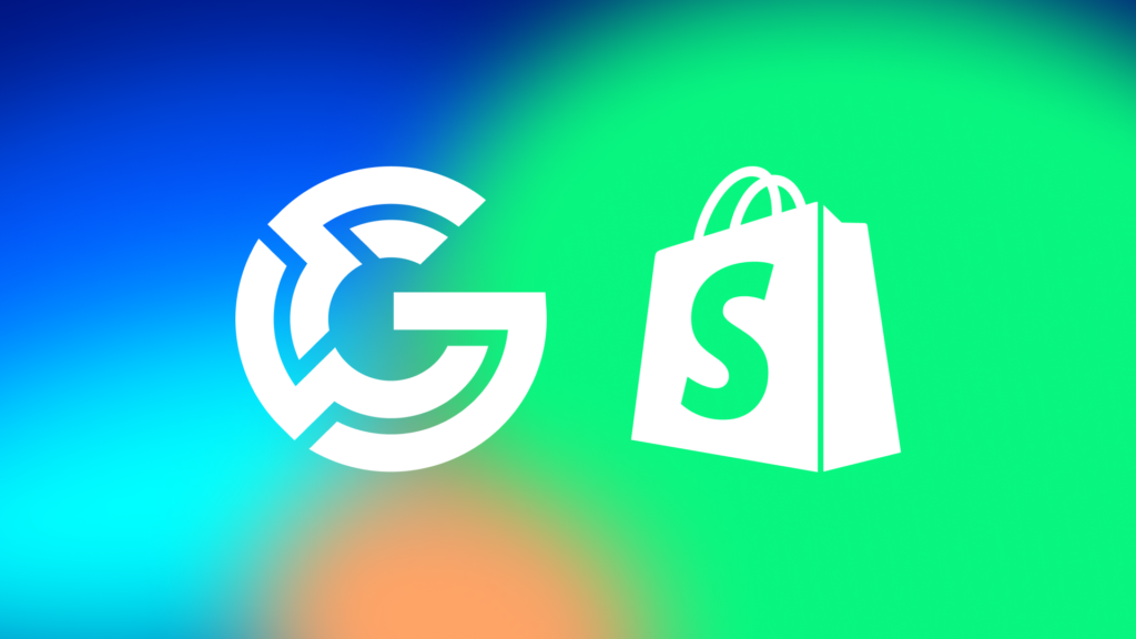 Glewee logo and Shopify logo in front of a gradient background